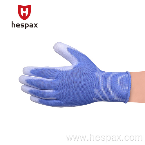 Hespax Polyester Construction Anti-static PU Palm Work Glove